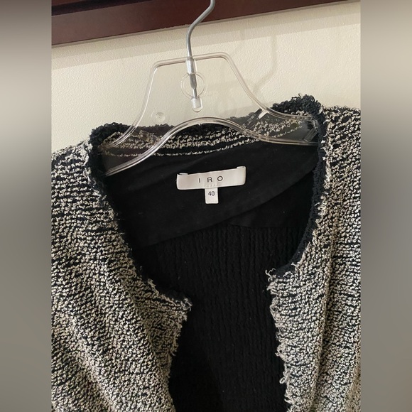 IRO Shavani Women's Black and White Tweed Jacket Blazer M 40 6 8 - Picture 5 of 11